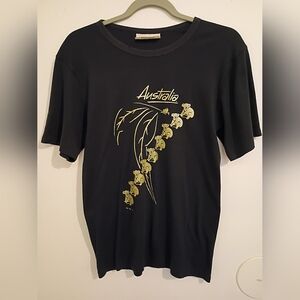 VTG OZ Gold GLA Garments Australia Graphic Tee in Black and Gold Sz 16